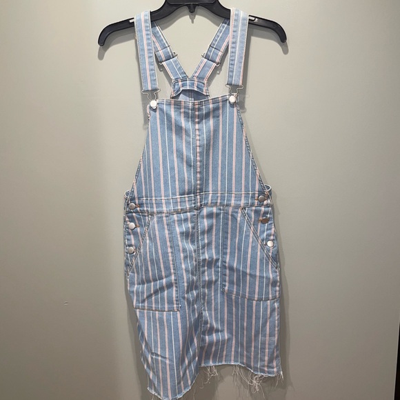 Tinseltown Striped Denim Dress with Blue and Red Accents - Picture 1 of 6